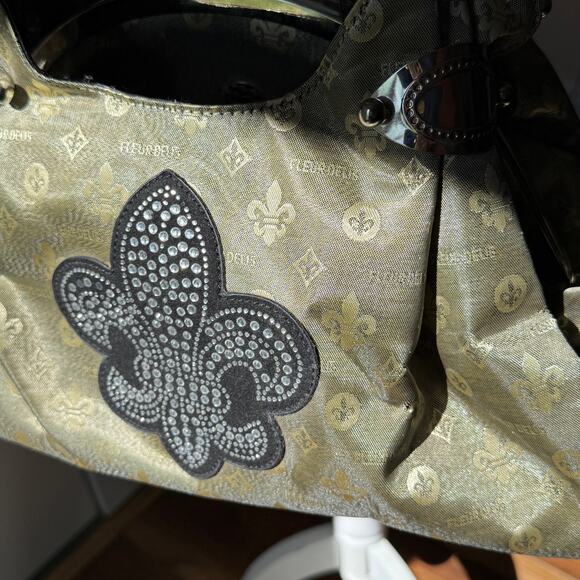 FLEURDELIS Green Rhinestone Tote Bag Purse 15x10x5 Elegant Bling & Logo Design - Picture 9 of 9